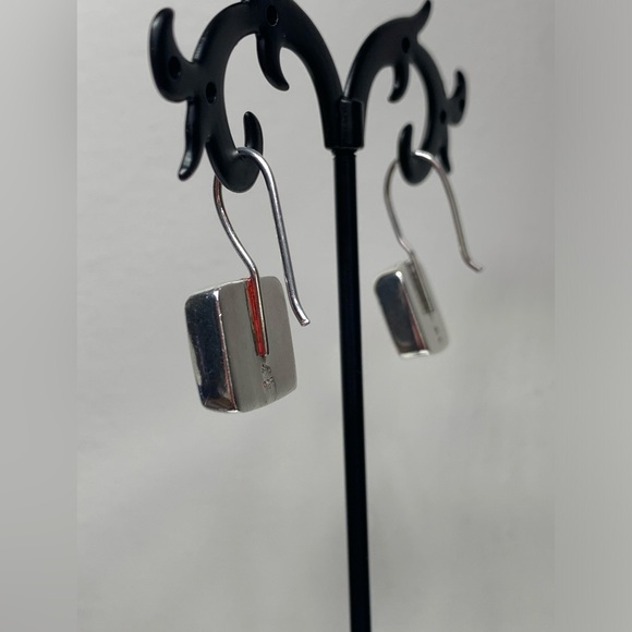 Silpada Rare HTF Sterling Silver & Red Stone Square French Wire Drop Earrings - Picture 4 of 12